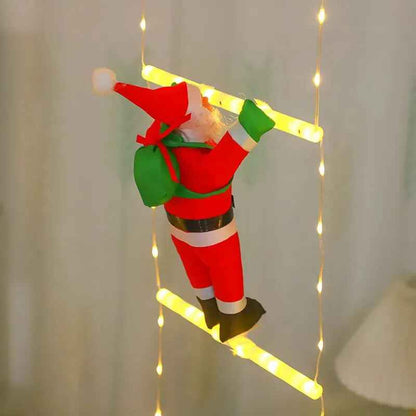 Escalera Viejito Pascuero Con Luces Led Solar 1.60cm Campana Campana Calida