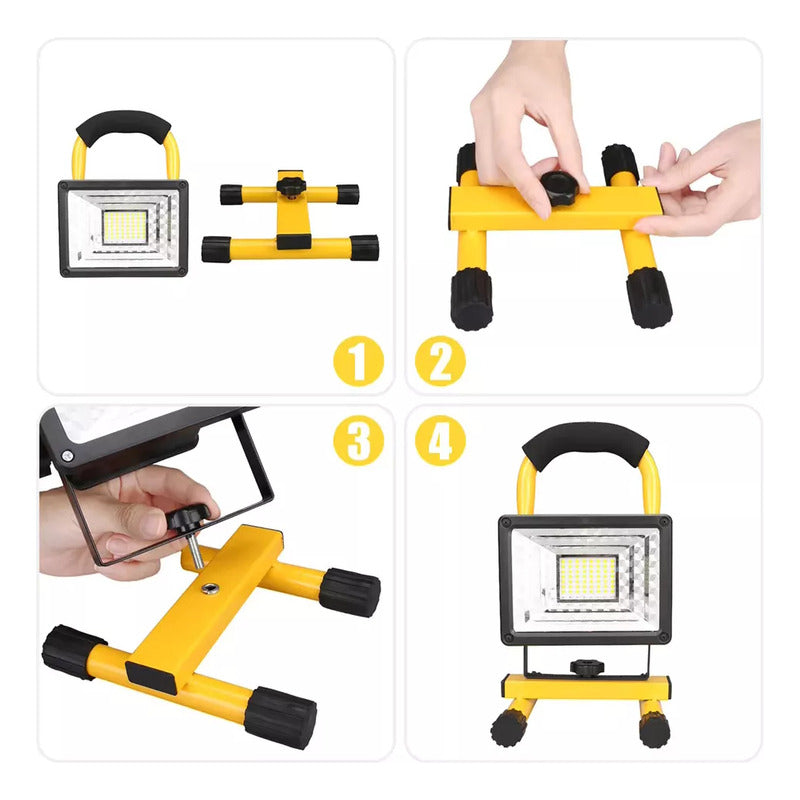 Foco Led De Trabajo 100w Portátil Recargable Minero 12v/220v Amarillo Blanco Frío