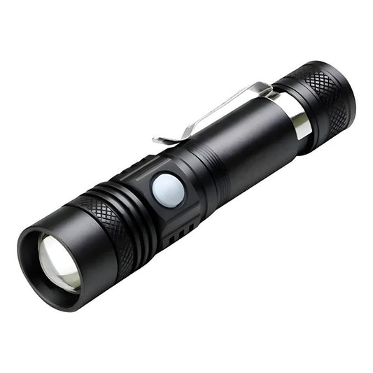 Linterna Led 3000 Lumens Recargable Con Zoom Resiste Lluvia Blanco Negro