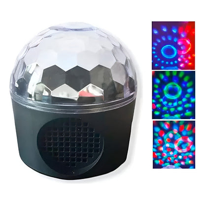 Parlante Bluetooth Proyector Bola Disco Luces Led Fiesta Negro