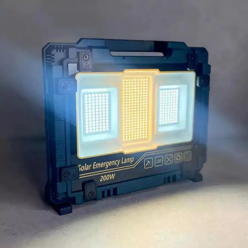 Foco Led Reflector Recargable 200w / 400w Con Panel Solar 200w Blanco Frío