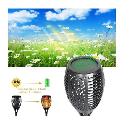Lampara Led Pack X4 Luces Solares Antorchas Estaca Modelo Xl Negro