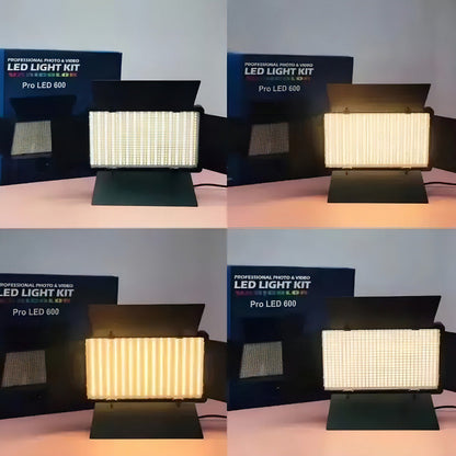 Kit Profesional Luz Relleno Con Trípode Reflector Pro 600led Estructura Negro Luz Blanco Frío