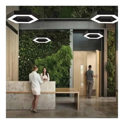 Lámpara Led Colgante Hexágono Abierta Moderna 36w Luz Fría