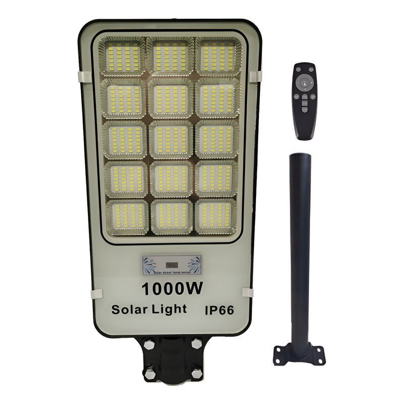 Foco Solar 1000watt Alumbrado Exterior Poste 420led Potencia Negro Fría