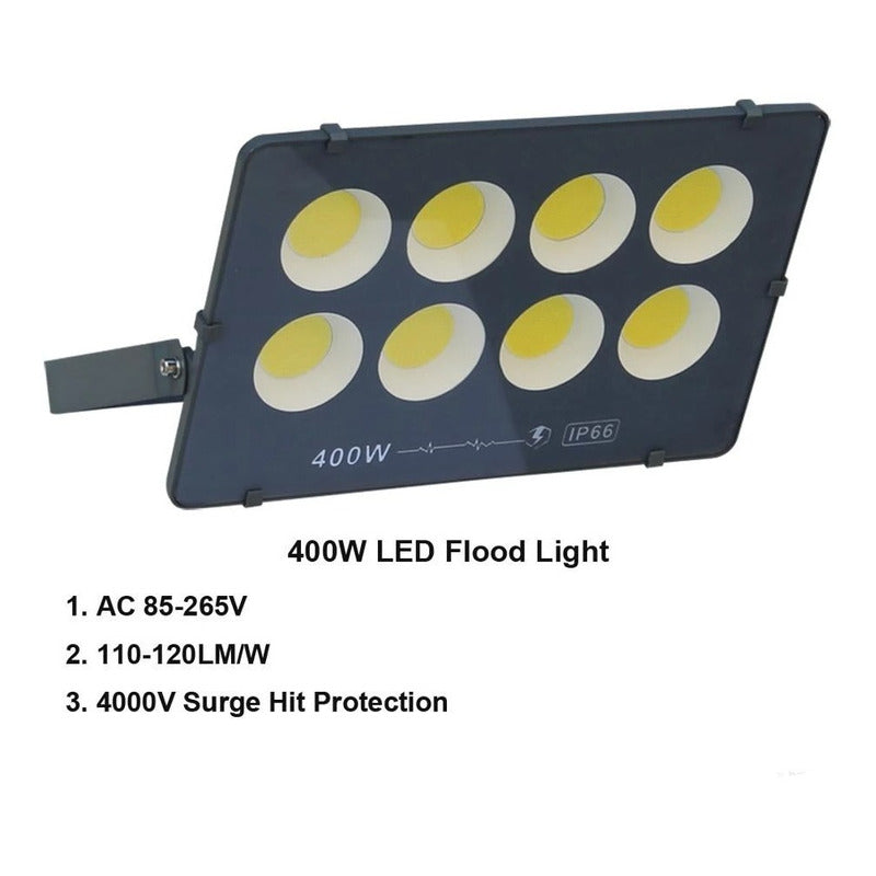 Foco 400w Resististe A La Lluvia Led Blanco Frio Con Soporte Blanco Frío
