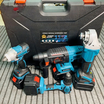 Kit De Herramientas Eléctricas Combinadas Inalámbricas 4 Pcs Color Azul