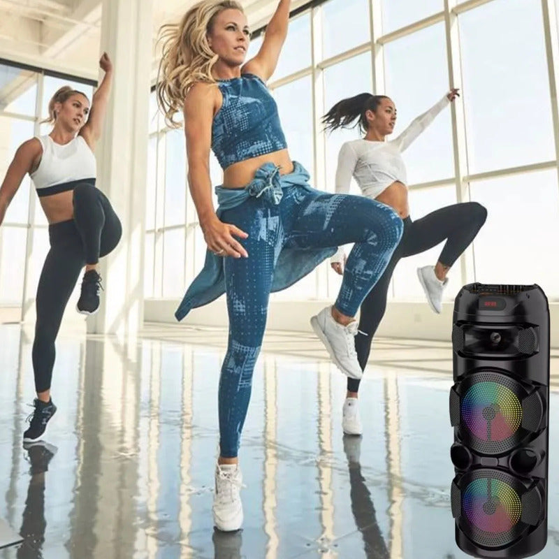 Parlante Inalambrico Portatil 80cm Bluetooth Led Microfono Negro