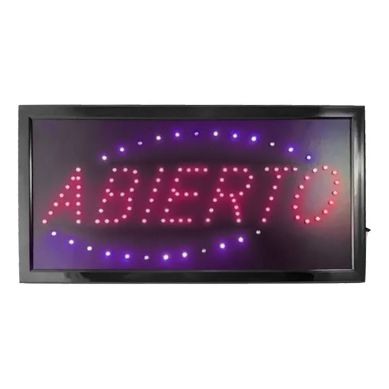 Letrero Aviso Led Signs Luminoso - Abierto - 48x25cm
