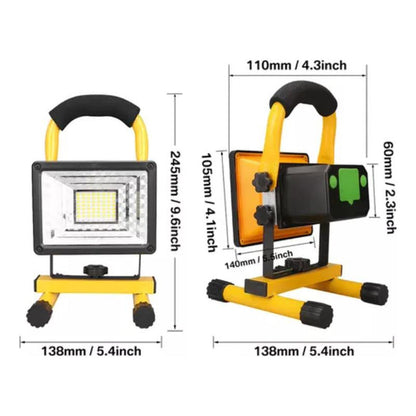Foco Led De Trabajo 100w Portátil Recargable Minero 12v/220v Amarillo Blanco Frío