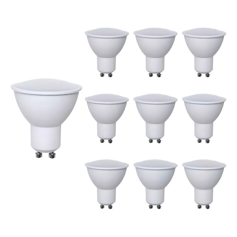 Pack 10 Ampolletas Dicroicas Led 6w Gu10 Neutra 4000k Blanco Blanco Neutro