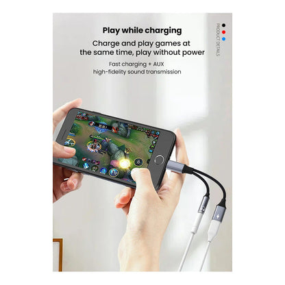 Adaptador De Cable Lighthing, Jack Audifonos Y Carga  Negro