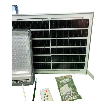 Foco Solar 1500w Panel Solar Y Control Remot Luz Blanco Frío Negro Blanco Frío