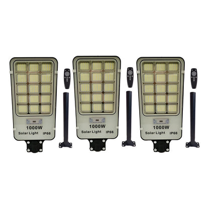 Pack X 3 Foco Solar 1000watt Alumbrado Exterior Poste Negro Fría