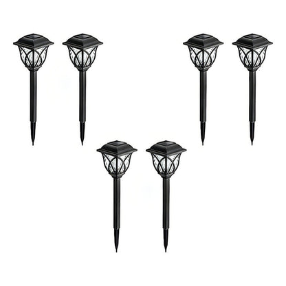 Estaca Solar X6 Jardín Lampara Led Decoración Exterior Estructura Negro