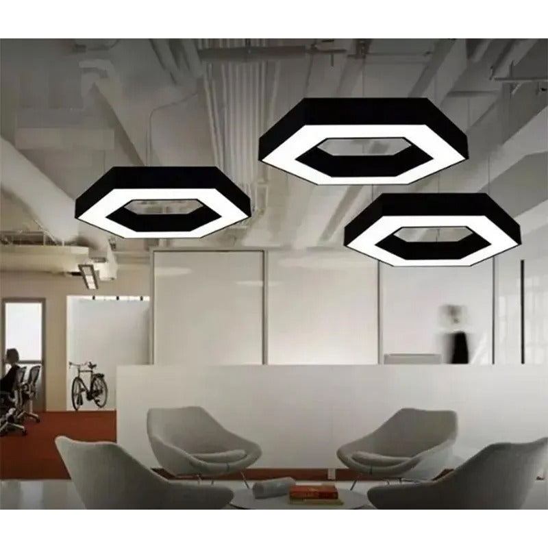 Lámpara Led Colgante Hexágono Abierta Moderna 36w Luz Fría
