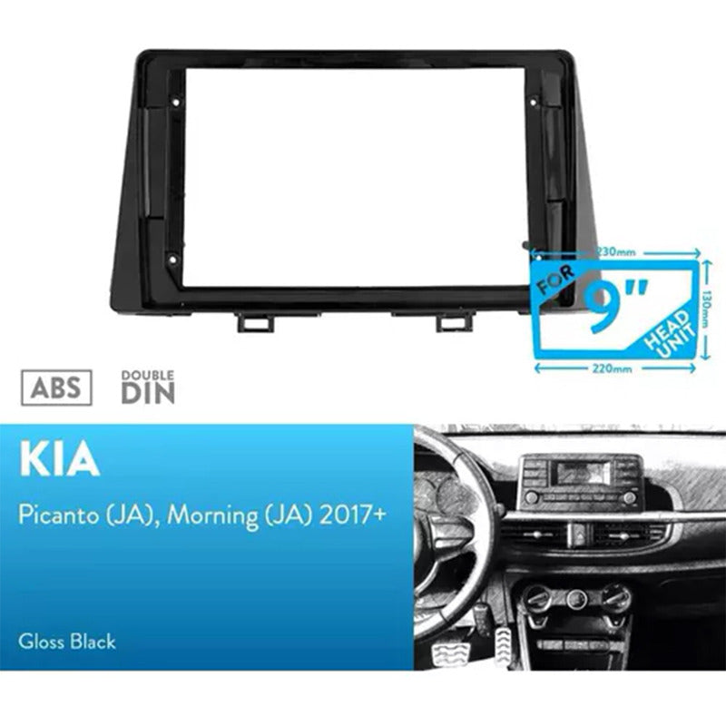 Bisel 9 Pulgadas Adaptador Radio Kia Morning 2018-2025 Auto Negro