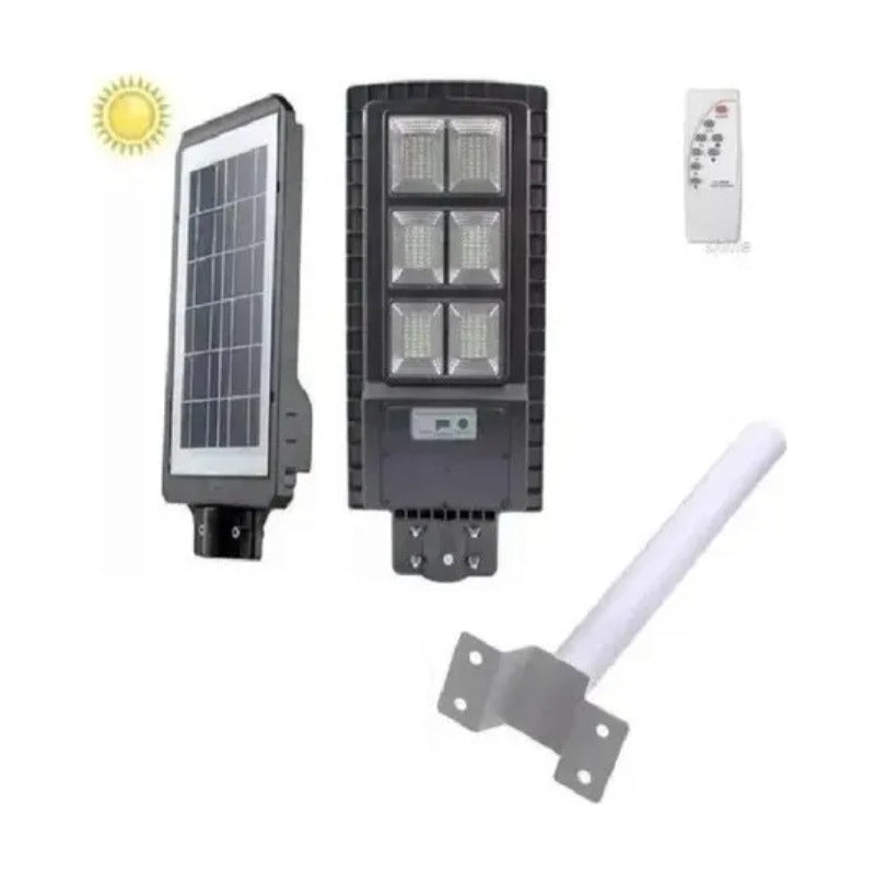 Foco Solar 200w Led Exterior Poste Y Sensor De Movimiento Negro Blanco Frío