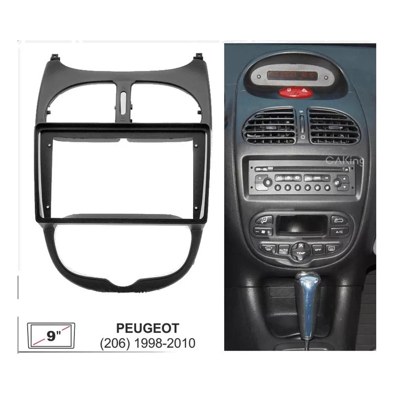 Adaptador Bisel Radio Android 9p Peugeot 206 Todos Los Años Negro