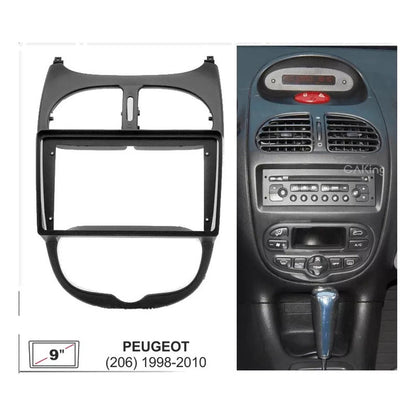 Adaptador Bisel Radio Android 9p Peugeot 206 Todos Los Años Negro