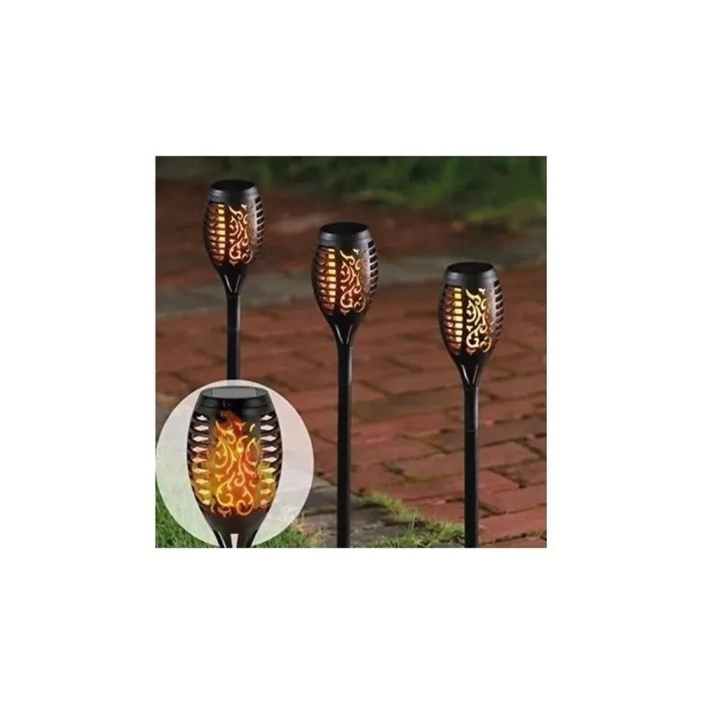 Lampara Led Pack X4 Luces Solares Antorchas Estaca Modelo Xl Negro