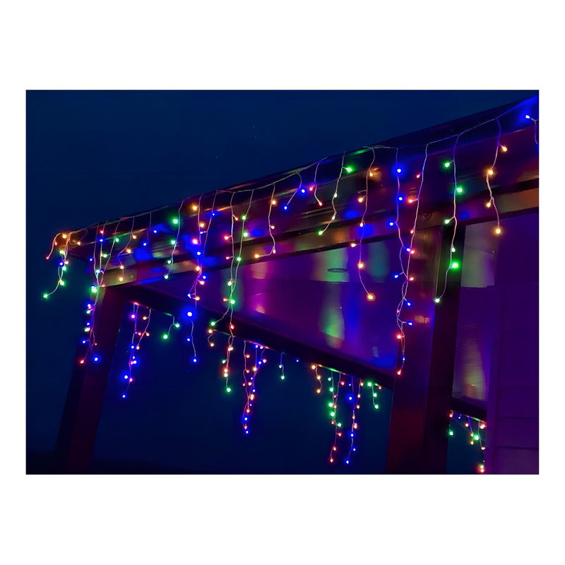 Luces Cascada Navideñas Guirnalda Led Luz Solar 3mt 144 Leds Color De Las Luces Multicolor