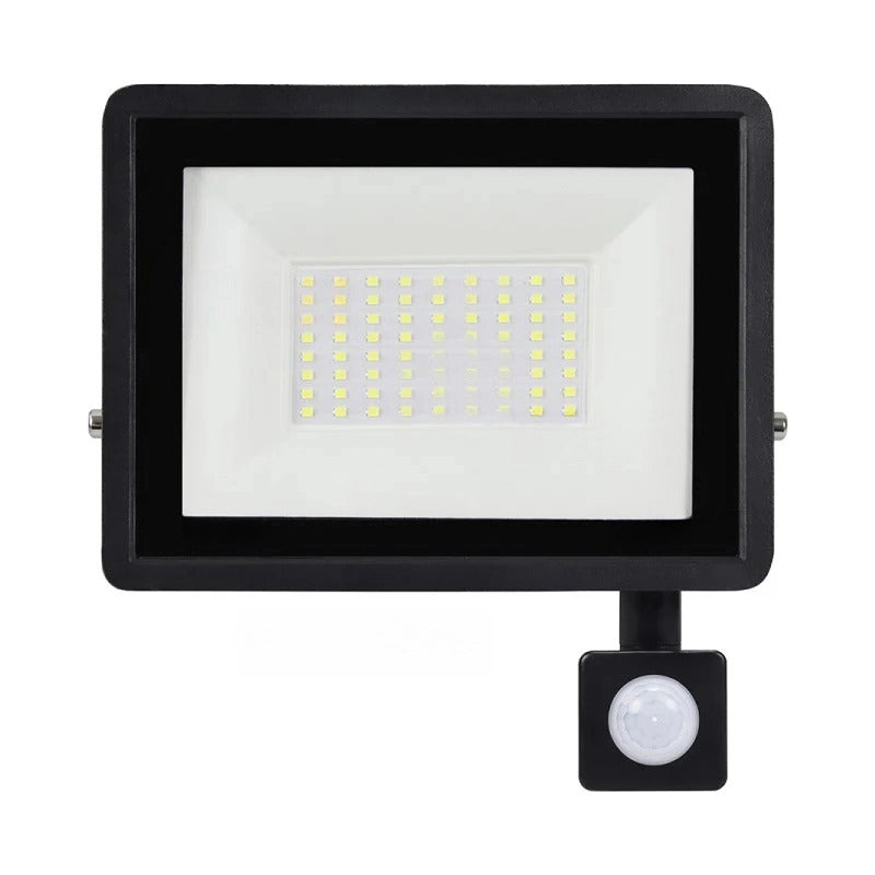 Foco Led Con Sensor 50w Exterior Brillante Ahorrador Negro