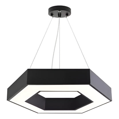 Lámpara Led Colgante Hexágono Abierta 36w Luz Fría Estructura Negro