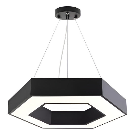 Lámpara Led Colgante Hexágono Abierta 36w Luz Fría Estructura Negro