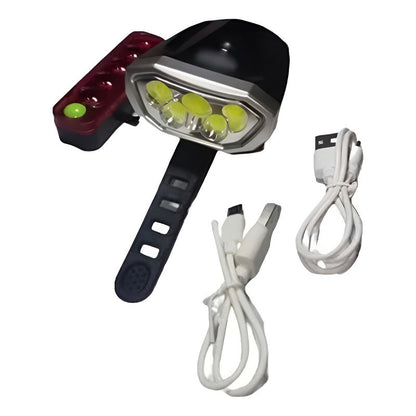 Luces Bicicleta Led Delantera Y Trasera Recargable Usb Negro