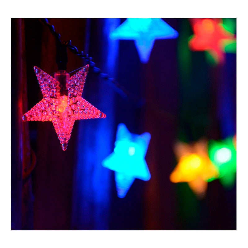 Pack X6 Estrellas Led Solar Cálida Multicolor Navidad Lineal
