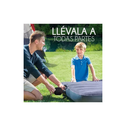 Colchón Inflable 2 Plazas + Bomba De Aire Portátil Azul