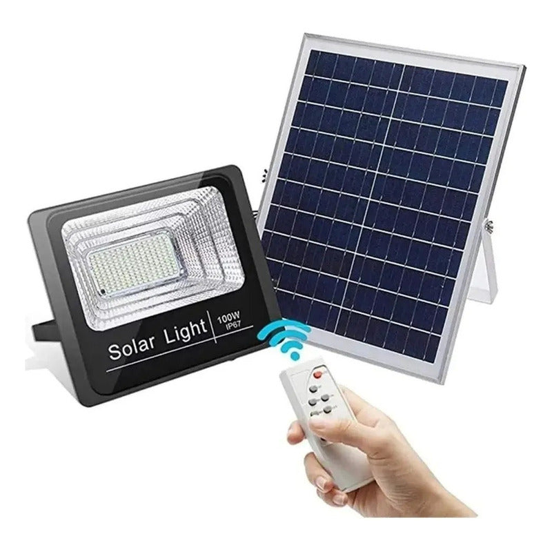 Foco De 100w Led Solar+ Panel Solar + Control Envio Gratis 6500