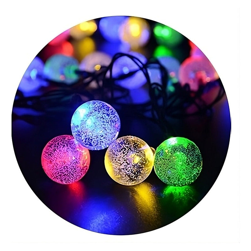 Luces Solar Led Bolitas Guirnalda Rgb Solar Navidad Solar
