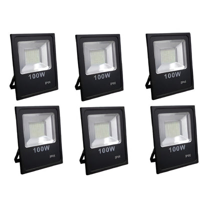 Foco Led 100w Pack6 Extra Plano Multiled  6000 Lm Exterior Negro Blanco Frío