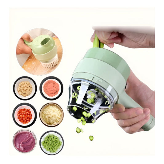 Cortador Eléctrico Multifuncional De Verduras 4 En 1 Color Verde 110v/220v (bivolt) Trituradora Eléctrica