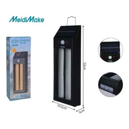 Pack X2 Aplique Solar Led Lampara De Pared Con Doble Luz 18w Agua