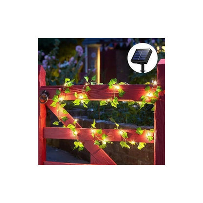Guirnalda De Luces Led Solar Hojas De 10 Mts Enredadera