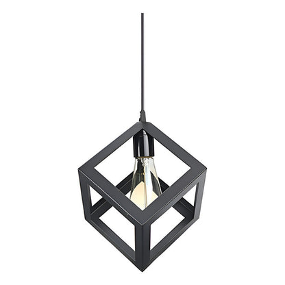 Lampara Colgante Fierro Cuadrada, Incluye Ampolleta Vintage Negro