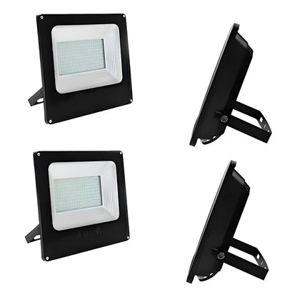 Pack 2 Foco Led 200w Reflector Luz Exterior Cultivo Canchas Negro Fría