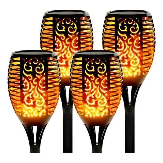 Lampara Led Pack X4 Luces Solares Antorchas Estaca Modelo Xl Negro