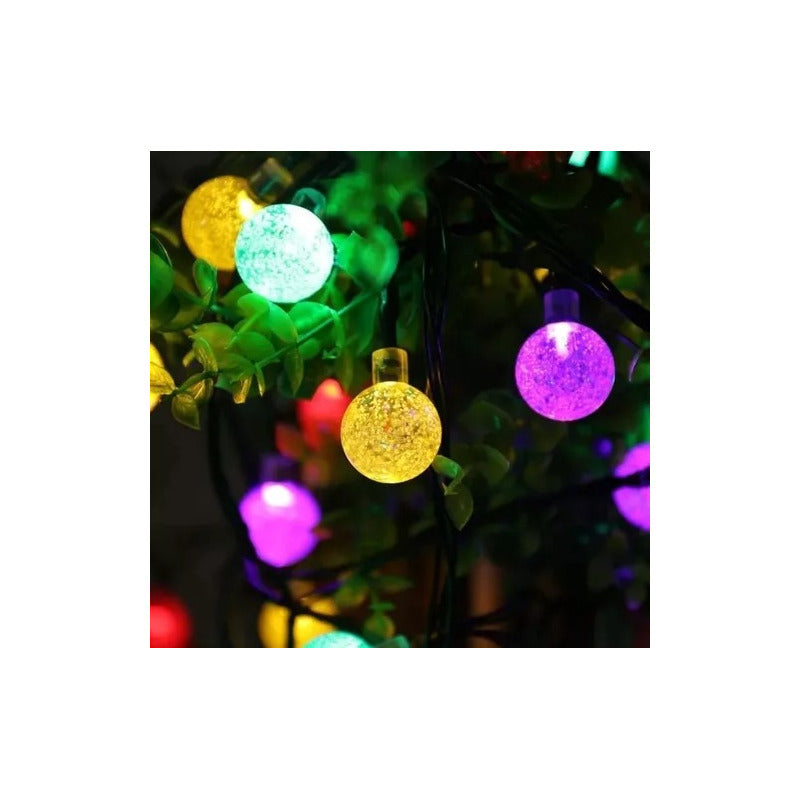 Luces Solar Led Bolitas Guirnalda Rgb Solar Navidad Solar