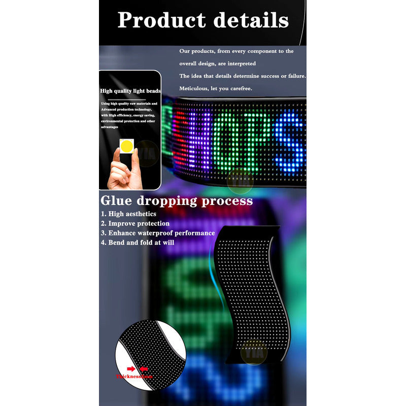 Letrero Led Programable Para Automóvil Usb Multicolor