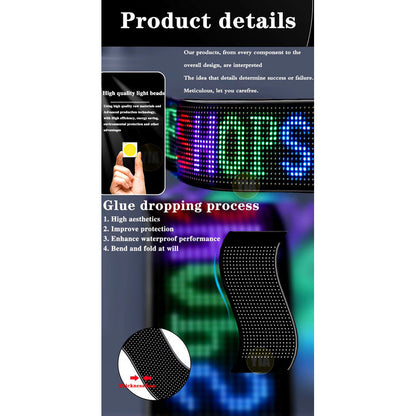 Letrero Led Programable Para Automóvil Usb Multicolor