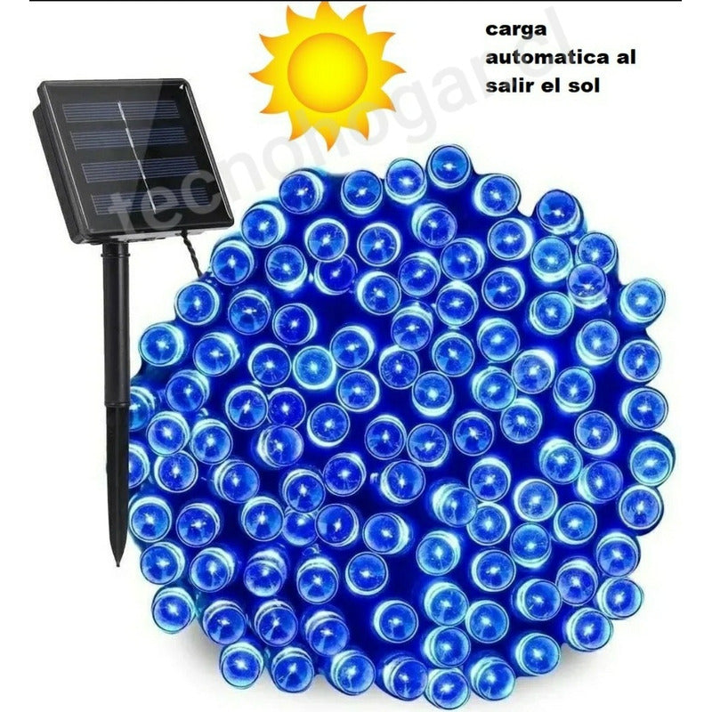 Luces Solar Guirnalda  Azul 100 Led 10 Metros