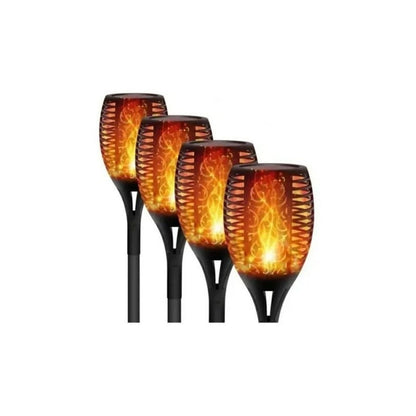 Antorcha Estaca De Fuego Solar Led Carga Automatica Lluvia Negro