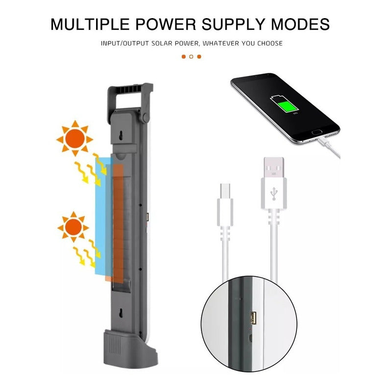 Pack X 2 Lámpara 45 Led Solar Luz Emergencia Carga Usb O Sol Blanco
