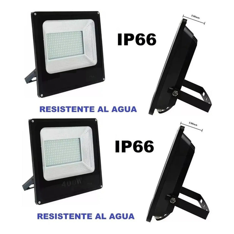 Pack 2 Foco Led 200w Reflector Luz Exterior Cultivo Canchas Negro Fría