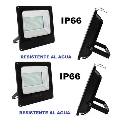 Pack 2 Foco Led 200w Reflector Luz Exterior Cultivo Canchas Negro Fría