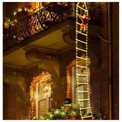 Escalera Viejito Pascuero Con Luces Led Solar 1.60cm Campana Campana Multicolor